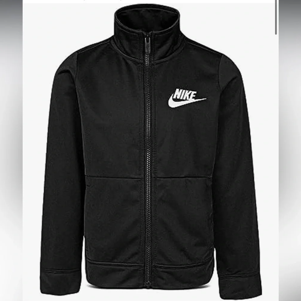 Nike Youth Track Zip Jacket Black White Size 5-6 Years Full zip